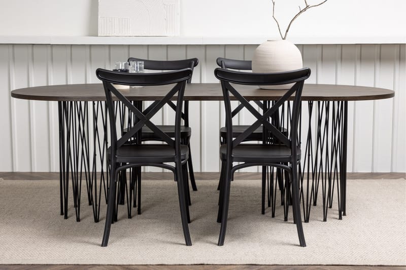 Stone Matgrupp 220 cm Oval med 4 Crosett stolar - Svart - Products - Möbler - Bord & matgrupp - Matgrupp