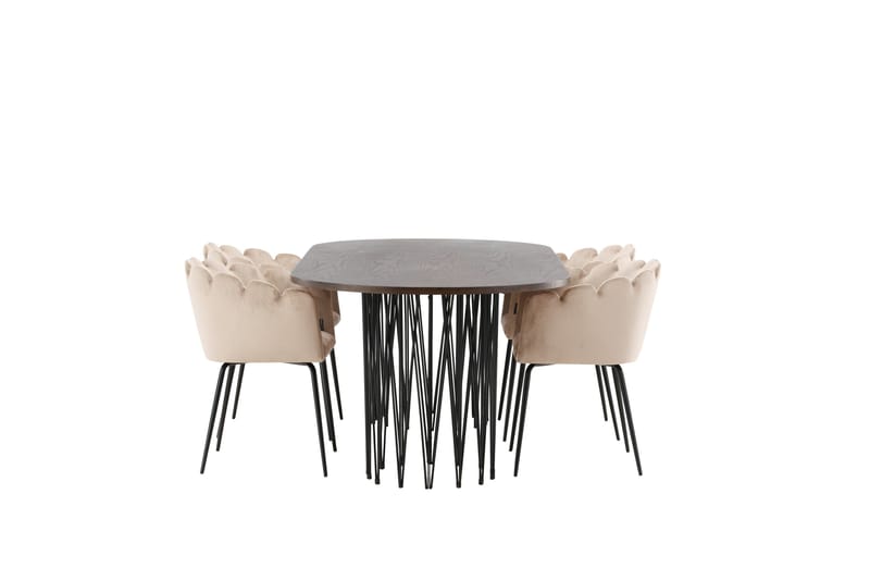 Stone Matgrupp 220 cm Oval med 4 Limhamn stolar - Beige - Products - Möbler - Bord & matgrupp - Matgrupp