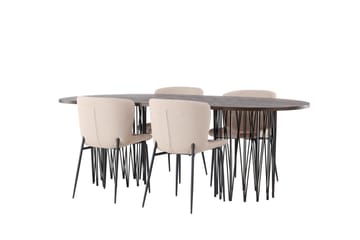 Stone Matgrupp 220 cm Oval med 4 Modesto stolar - Beige - Products - Möbler - Bord & matgrupp - Matgrupp