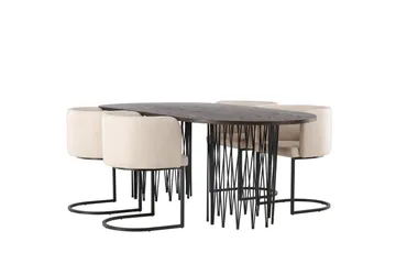 Stone Matgrupp 220 cm Oval med 4 Simrishamn stolar - Beige - Products - Möbler - Bord & matgrupp - Matgrupp