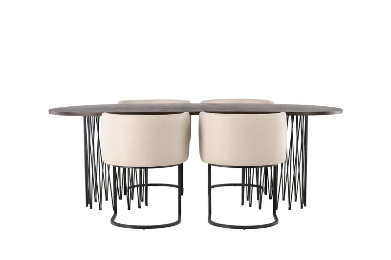 Stone Matgrupp 220 cm Oval med 4 Simrishamn stolar - Beige - Products - Möbler - Bord & matgrupp - Matgrupp