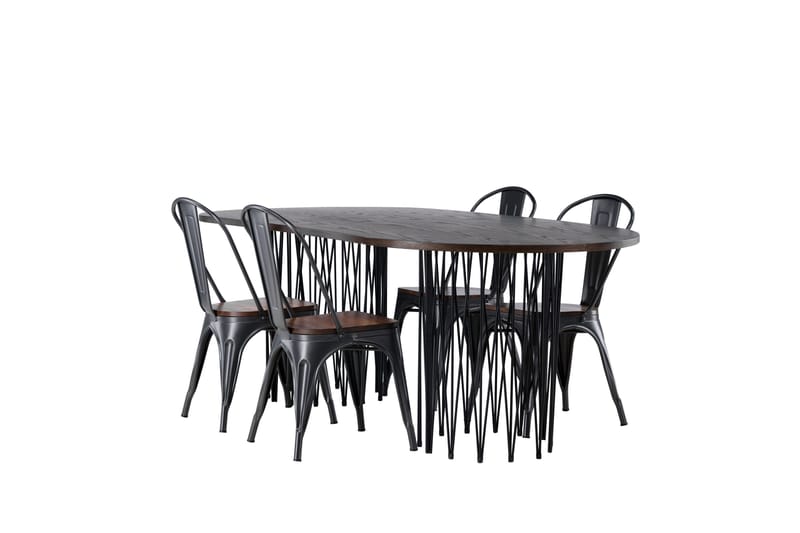 Stone Matgrupp 220 cm Oval med 4 Tempe stolar - Mocca - Products - Möbler - Bord & matgrupp - Matgrupp