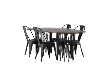 Stone Matgrupp 220 cm Oval med 4 Tempe Stolar - Svart - Products - Möbler - Bord & matgrupp - Matgrupp