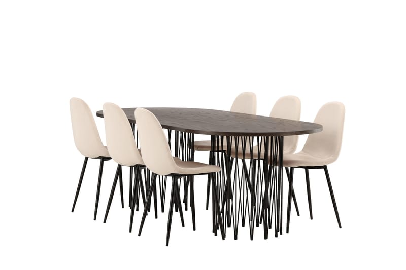 Stone Matgrupp 220 cm Oval med 6 Polar stolar - Beige - Products - Möbler - Bord & matgrupp - Matgrupp