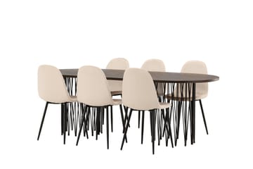Stone Matgrupp 220 cm Oval med 6 Polar stolar - Beige - Products - Möbler - Bord & matgrupp - Matgrupp