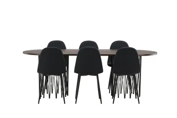 Stone Matgrupp 220 cm Oval med 6 Polar stolar - Svart - Products - Möbler - Bord & matgrupp - Matgrupp