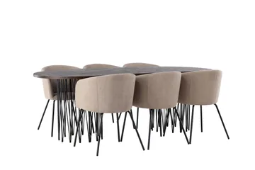 Stone Matgrupp 220 cm Rektangulär med 6 Berit stolar - Beige - Products - Möbler - Bord & matgrupp - Matgrupp