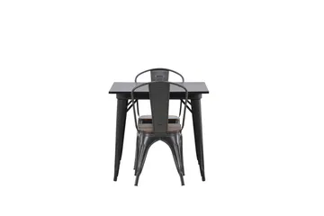 Tempe Matgrupp  80 cm Rektangulär med 2 Tempe stolar - Mörkgrå - Products - Möbler - Bord & matgrupp - Matgrupp