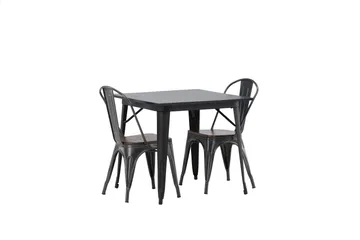 Tempe Matgrupp  80 cm Rektangulär med 2 Tempe stolar - Mörkgrå - Products - Möbler - Bord & matgrupp - Matgrupp