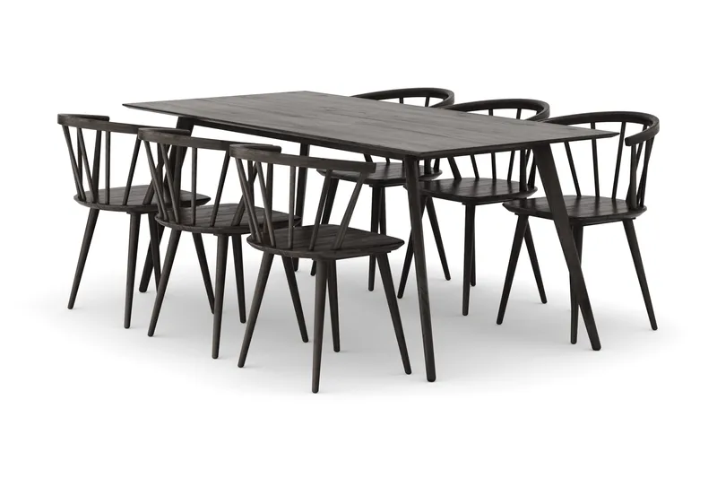 Tyrö Matgrupp med 6 st Tyrö Karmstolar - Smoked Oak/Smoked Oak - Products - Möbler - Bord & matgrupp - Matgrupp