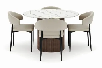 Uppveda Matbord 120 cm Rund med 4 Sawako Stolar - Brun - Products - Möbler - Bord & matgrupp - Matgrupp