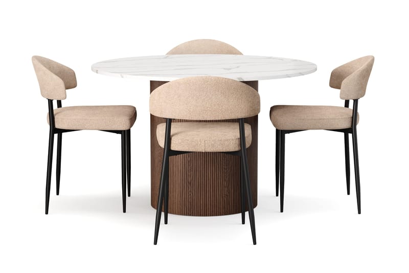 Uppveda Matbord 120 cm Rund med 4 st Jairam Matstolar - Brun - Products - Möbler - Bord & matgrupp - Matgrupp