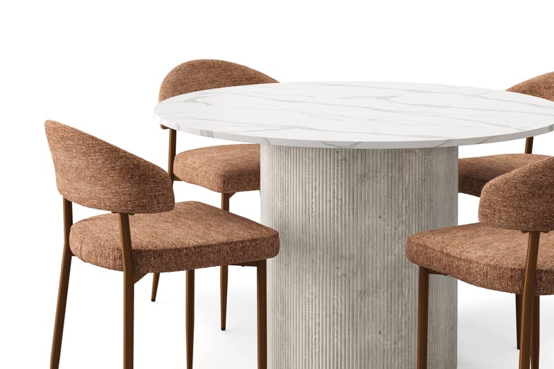 Uppveda Matbord 120 cm Rund med 4 st Jairam Matstolar - Vit - Products - Möbler - Bord & matgrupp - Matgrupp