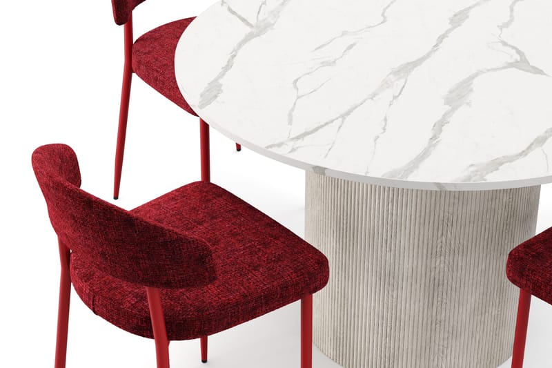 Uppveda Matbord 120 cm Rund med 4 st Jairam Matstolar - Vit - Products - Möbler - Bord & matgrupp - Matgrupp