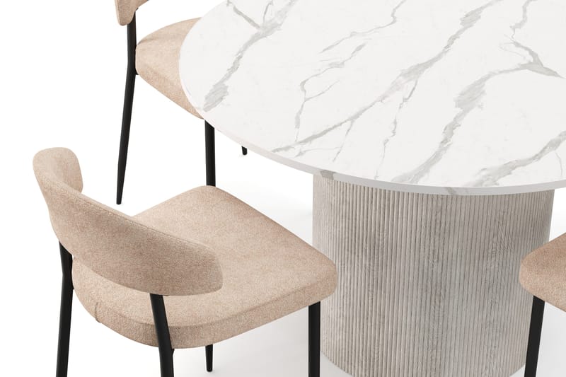 Uppveda Matbord 120 cm Rund med 4 st Jairam Matstolar - Vit - Products - Möbler - Bord & matgrupp - Matgrupp