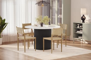 Uppveda Matbord 120 cm Rund med 4 st Jamna Matstolar - Svart/Vit - Products - Möbler - Bord & matgrupp - Matgrupp