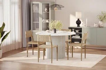 Uppveda Matbord 120 cm Rund med 4 st Jamna Matstolar - Vit - Products - Möbler - Bord & matgrupp - Matgrupp