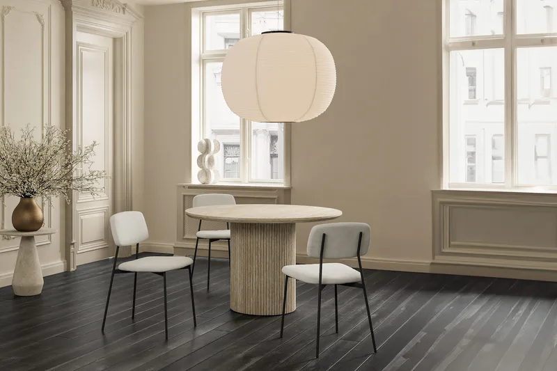 Uppveda Matbord Runt 120 cm Travertin utseende - Beige - Products - Möbler - Bord & matgrupp - Matbord & köksbord