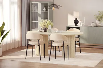 Uppveda Matbord Travetin utseende med 4 st Jairam Matstolar - Beige - Products - Möbler - Bord & matgrupp - Matgrupp