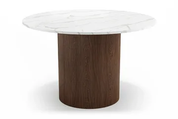 Uppveda Runt Matbord 120 cm med 4 Reciclar Matstolar - Vit/Brun/Greige - Products - Möbler - Bord & matgrupp - Matgrupp