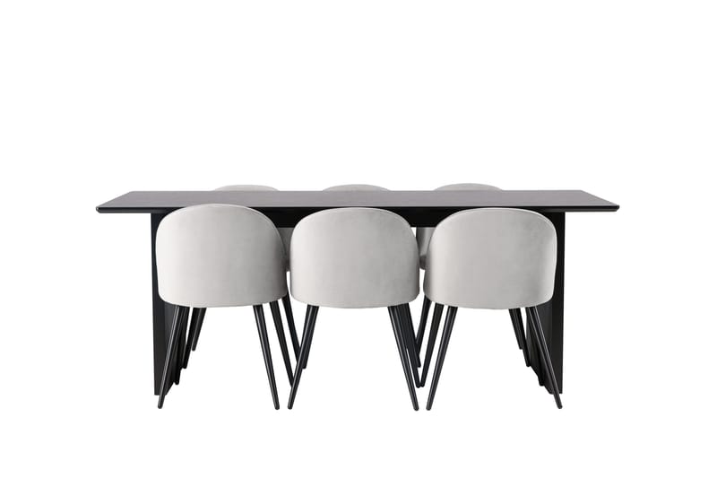 Vail Matgrupp 200 cm Rektangulär med 6 Velvet stolar - Svart - Products - Möbler - Bord & matgrupp - Matgrupp
