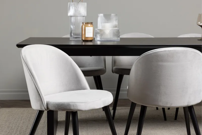 Vail Matgrupp 200 cm Rektangulär med 6 Velvet stolar - Svart - Products - Möbler - Bord & matgrupp - Matgrupp
