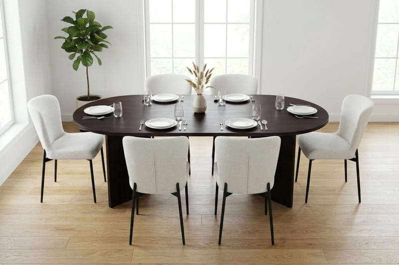 Vera Matgrupp rektangulärt 220 cm Rökt Ek med 6 Elsie Matstolar - Rökt ek/Vit - Products - Möbler - Bord & matgrupp - Matgrupp