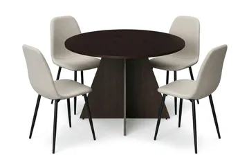 Beige/Svarta metallben - Mörkbrun