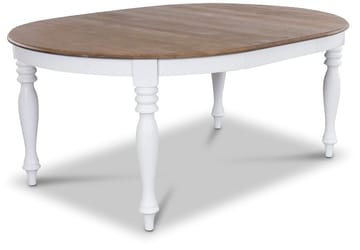 Victoria matgrupp inklusive 6 st Tuva matstolar i beige tyg - Vit/brun med beige stolar - Products - Möbler - Bord & matgrupp - Matgrupp