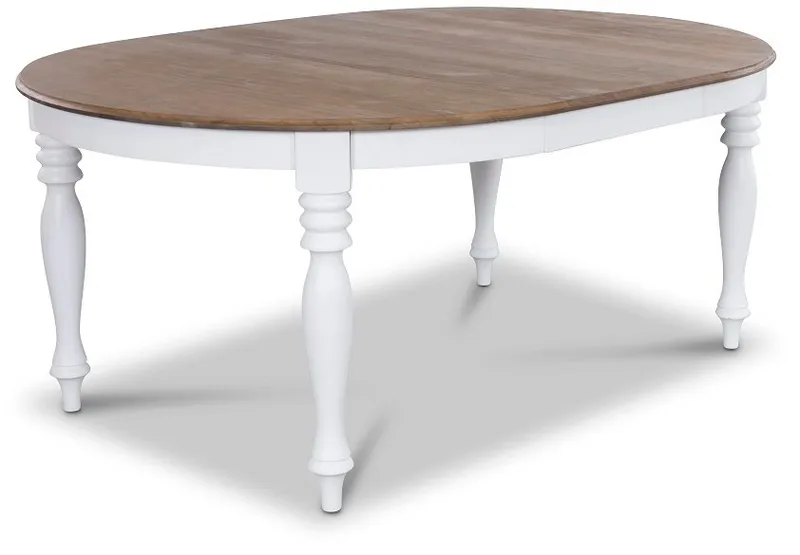 Victoria matgrupp inklusive 6 st Tuva matstolar i beige tyg - Vit/brun med beige stolar - Products - Möbler - Bord & matgrupp - Matgrupp