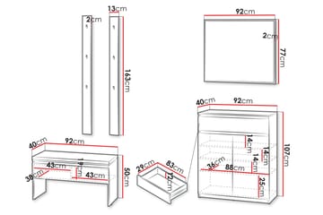 Simply Hallmöbelset - Grå - Products - Möbler - Hallmöbler - Möbelset för hall & entre
