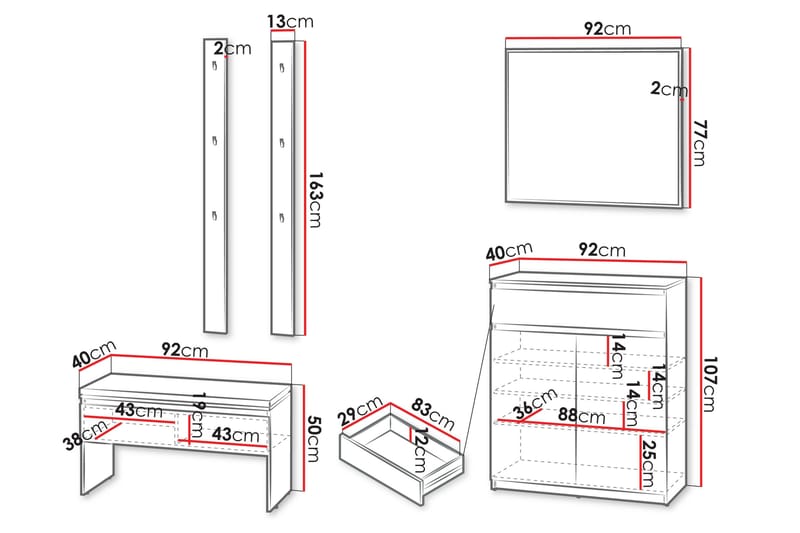 Simply Hallmöbelset - Grå - Products - Möbler - Hallmöbler - Möbelset för hall & entre