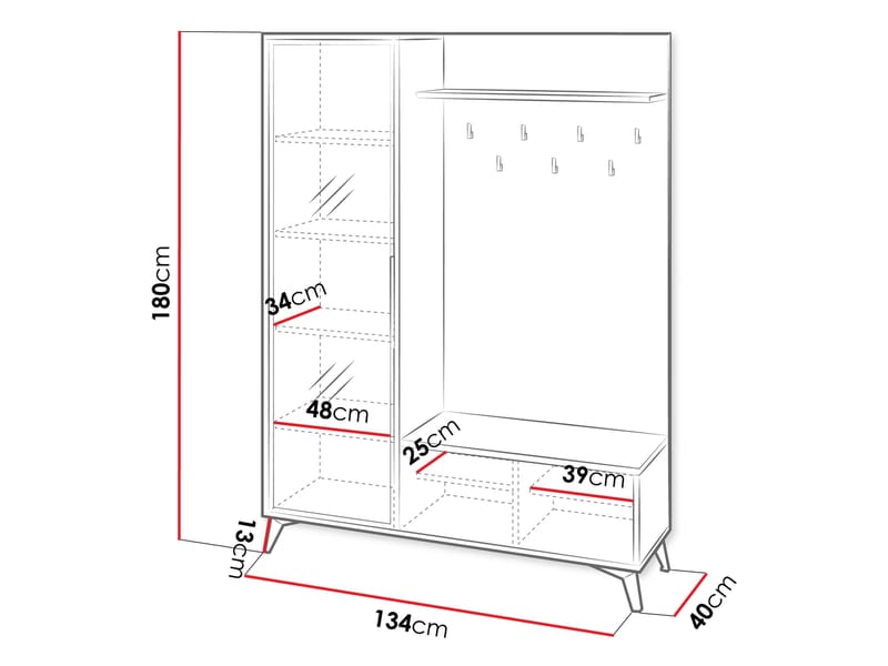 Vemdalen Hallmöbelset 180 cm - Products - Möbler - Hallmöbler - Möbelset för hall & entre