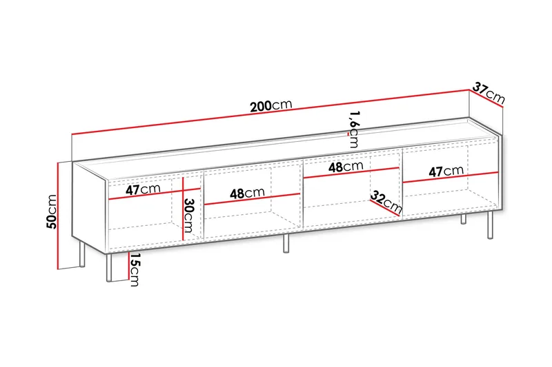 Akihito Tv-bänk 200 cm - Brun - Products - Möbler - TV- & Mediamöbler - TV bänk & mediabänk
