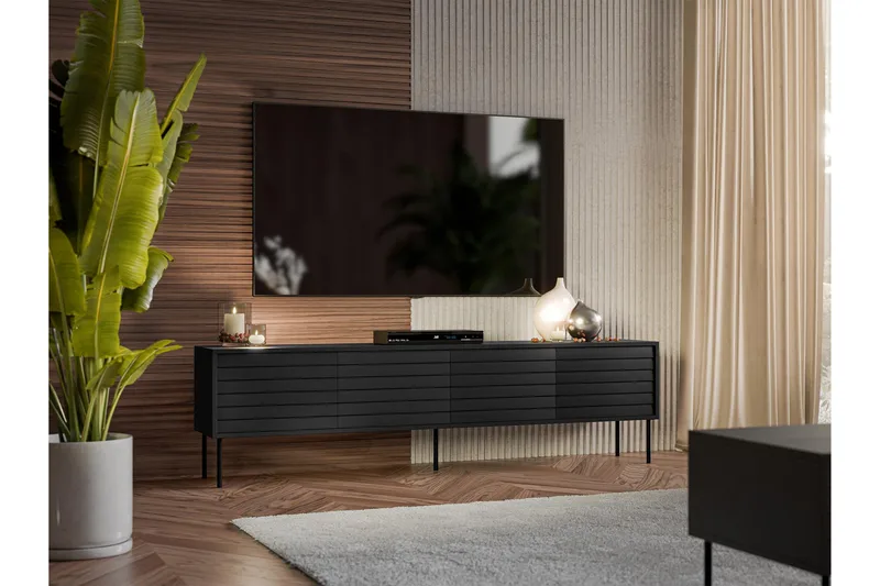 Belonger Tv-bänk 200 cm - Svart - Products - Möbler - TV- & Mediamöbler - TV bänk & mediabänk