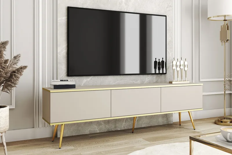 Edson Tv-bänk 175 cm - Beige/Guld - Products - Möbler - TV- & Mediamöbler - TV bänk & mediabänk