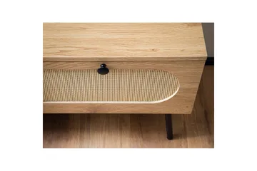 Lowboard Wohnling Melaminbelagd MDF-ekoptik, rottingfront, 2 lådor, metallben Modern - Products - Möbler - TV- & Mediamöbler - TV-skåp