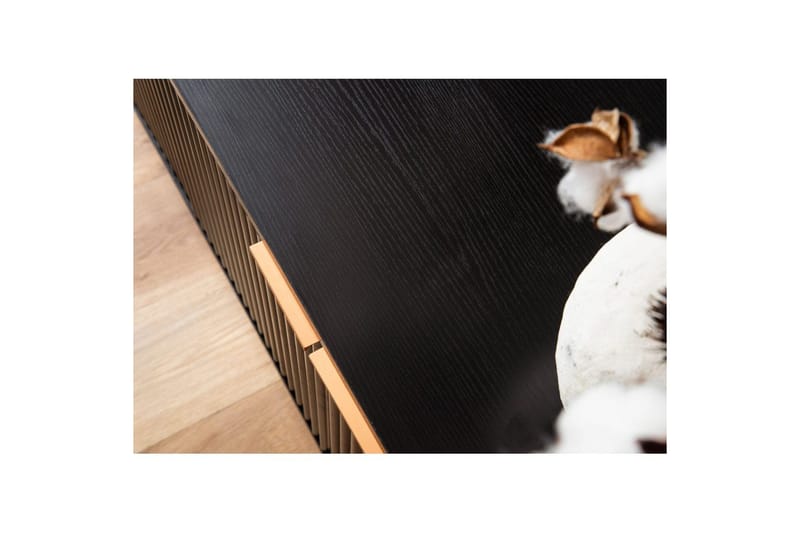 Lowboard Wohnling Spånskiva Svart Folierad med 2 Dörrar Modern Ek med Metallben - Products - Möbler - TV- & Mediamöbler - TV bänk & mediabänk