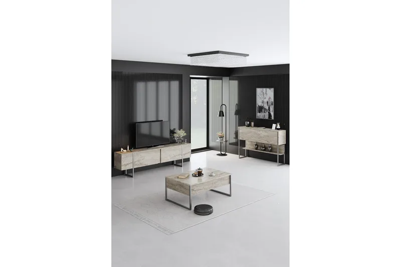 Luxe Tv-bänk 180 cm - Beige/Silver - Products - Möbler - TV- & Mediamöbler - TV bänk & mediabänk