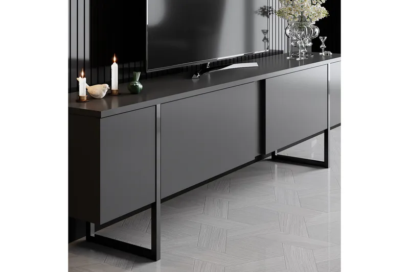 Luxe Tv-bänk 180x50 cm Svart - Hanah Home - Products - Möbler - TV- & Mediamöbler - TV bänk & mediabänk