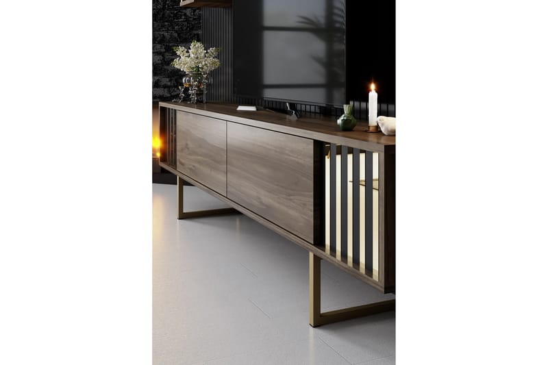 Masatomo Tv-bänk 180 cm - Valnöt/Svart - Products - Möbler - TV- & Mediam öbler - TV bänk & mediabänk