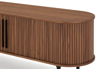 Noira Oval TV bänk Valnöt 150x45 cm Ribbad - Mörkbrunt / Brunt Trä - Products - Möbler - TV- & Mediamöbler - TV bänk & mediabänk