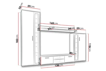 Olerum TV-möbelset - Ek/Svart/Led-Belysning - Products - Möbler - TV- & Mediamöbler - TV-möbelset