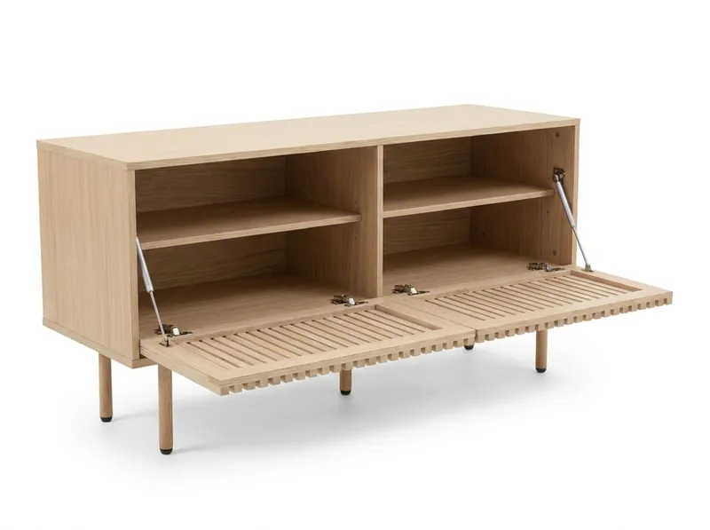 Peyra Ribbad Tv-bänk med Förvaring 120 cm - Ek - Products - Möbler - TV- & Mediamöbler - TV bänk & mediabänk