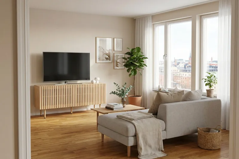 Peyra Ribbad Tv-bänk med Förvaring 120 cm - Ek - Products - Möbler - TV- & Mediamöbler - TV bänk & mediabänk