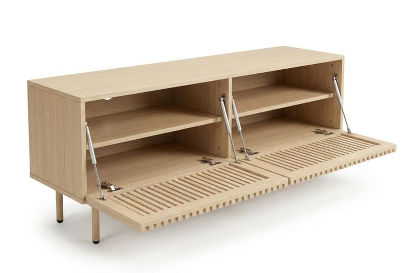 Peyra Ribbad Tv-bänk med Förvaring 160 cm - Ek - Products - Möbler - TV- & Mediamöbler - TV bänk & mediabänk