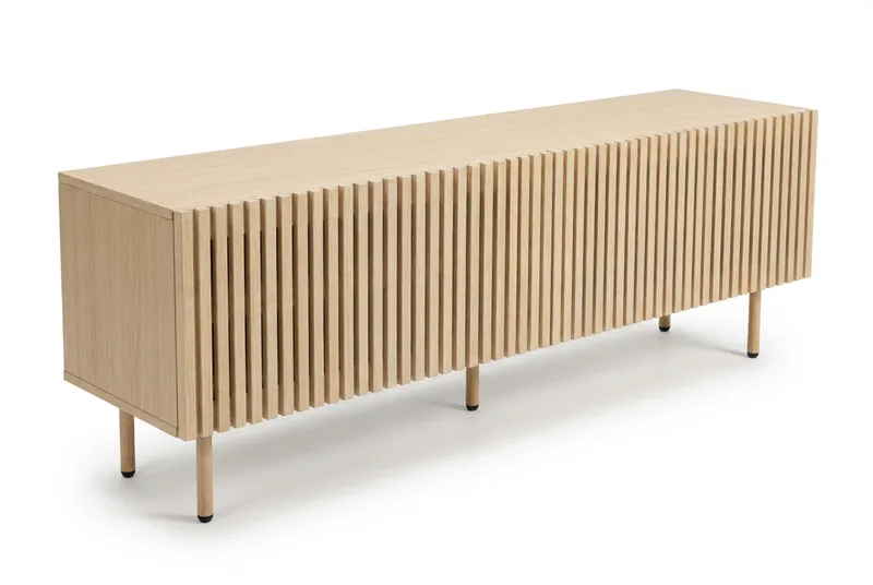 Peyra Ribbad Tv-bänk med Förvaring 160 cm - Ek - Products - Möbler - TV- & Mediamöbler - TV bänk & mediabänk
