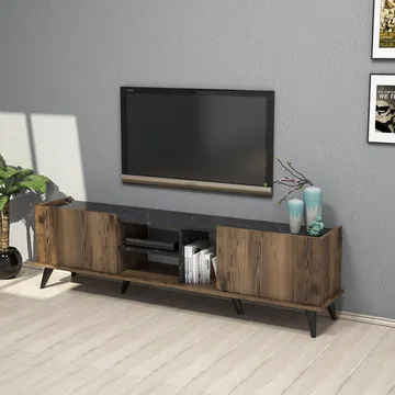 TV-bänk Elegant 180 cm - Valnöt/svart - Products - Möbler - TV- & Mediamöbler - TV bänk & mediabänk