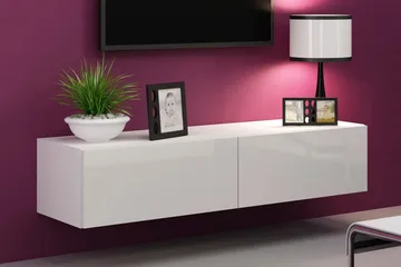 Vasil TV-bänk 140 cm - Vit/Vit Högglans - Products - Möbler - TV- & Mediamöbler - TV bänk & mediabänk