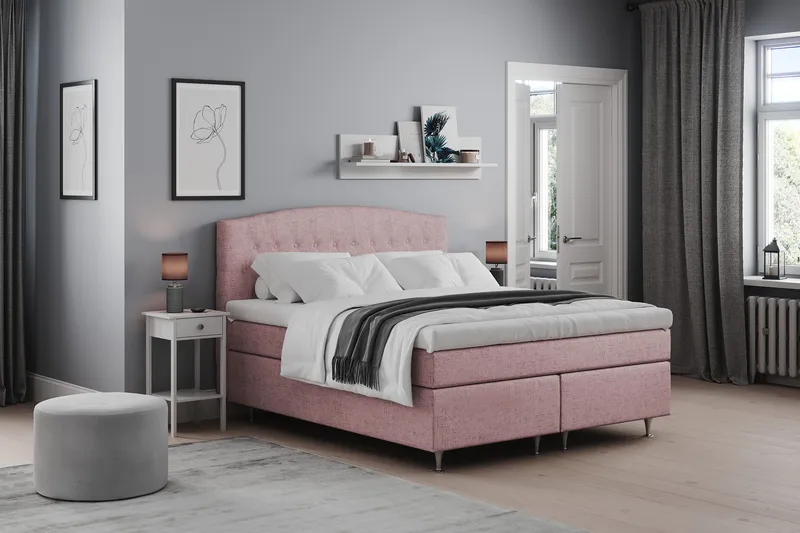 Belda Sängpaket 160x200 Fast/Medium - Rosa - Products - Möbler - Säng - Kontinentalsäng